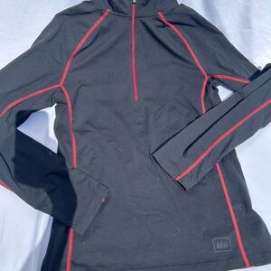 REI Black Half-Zip Pullover with Red Contrast Stitching size small athletic wear
